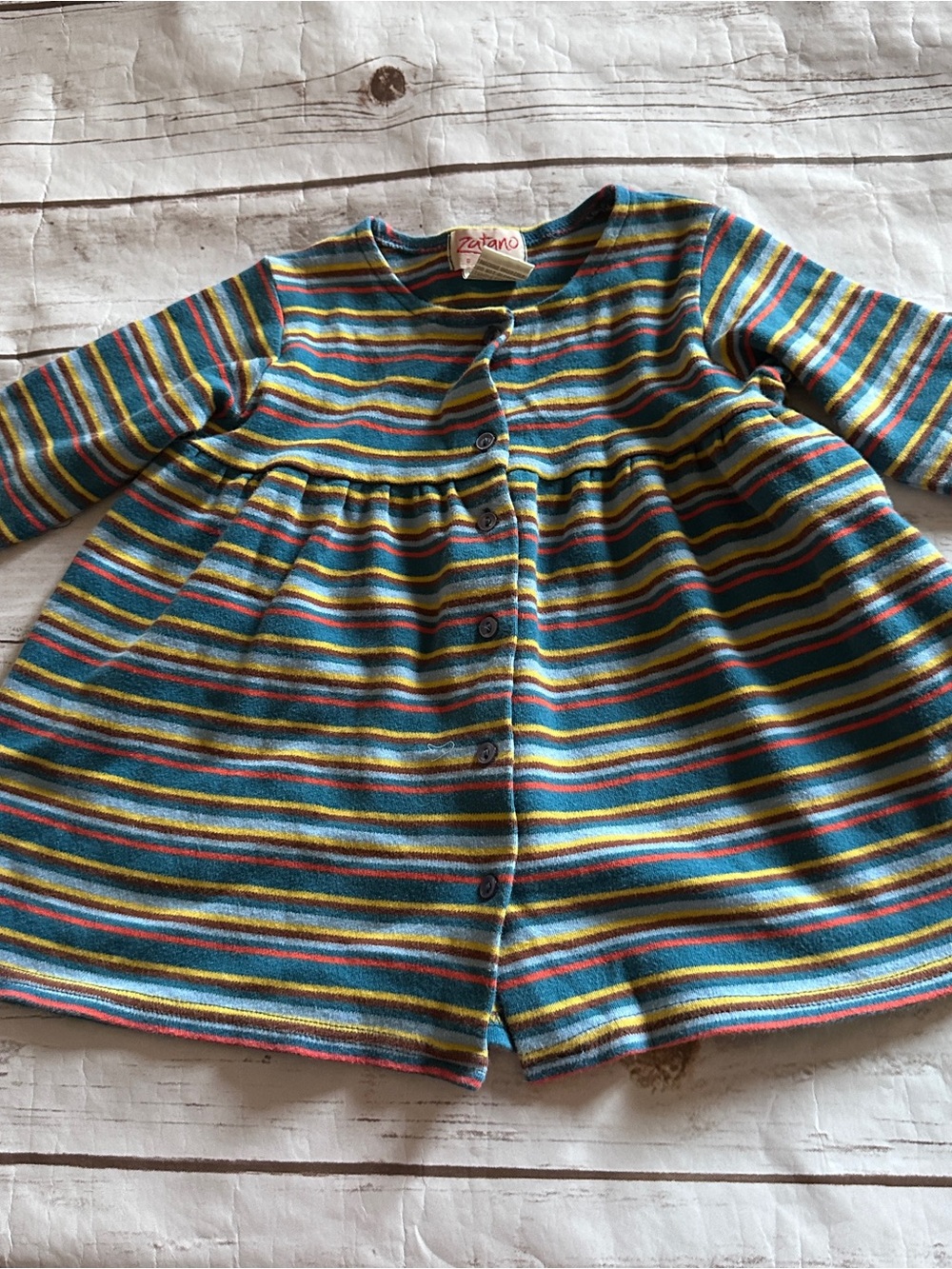 Zutano Multi-colored horizontal striped dress